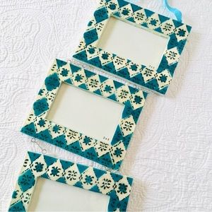 Talavera Glazed Tile Picture Frames Wall Decor 3 Chained Frames